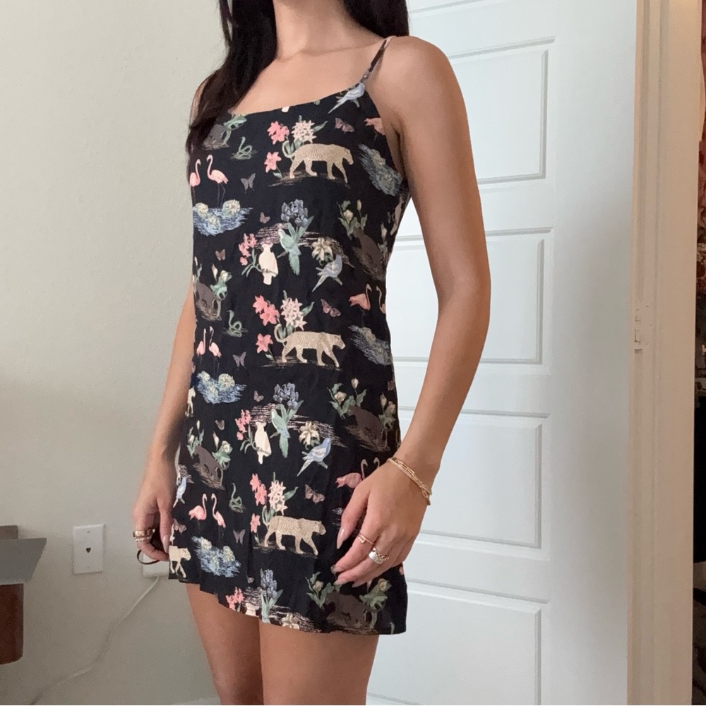 reformation yasmin dress in brasilia print